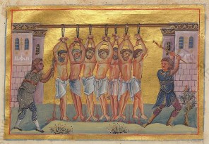 성 바로와 함께 순교한 여섯 명의 수도자들_by Anonymous_photo from Menologion of Basil II_in the Vatican Library in Vatican City.jpg